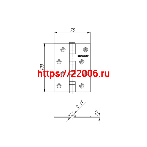 Петля Fuaro (Фуаро) универсальная IN4400U SSG (4BB 100x75x2,5) сатинированное золото фото 2 Петля Fuaro (Фуаро) универсальная IN4400U SSG (4BB 100x75x2,5) сатинированное золото фото 2