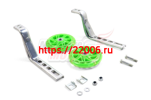 Колеса опорные универсальные 12"-20" (пластик/силикон)светятся при движении (пара) (с креплениями)