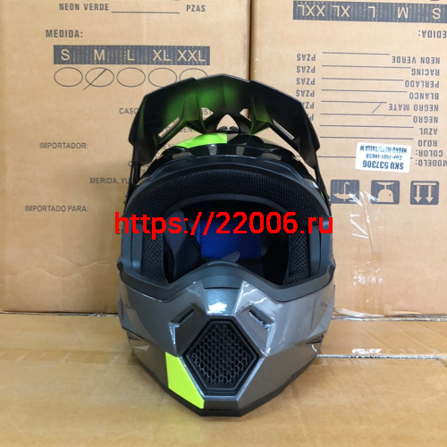 Шлем кроссовый COBRA JK801, №3 серый - лайм, размеры M фото 2